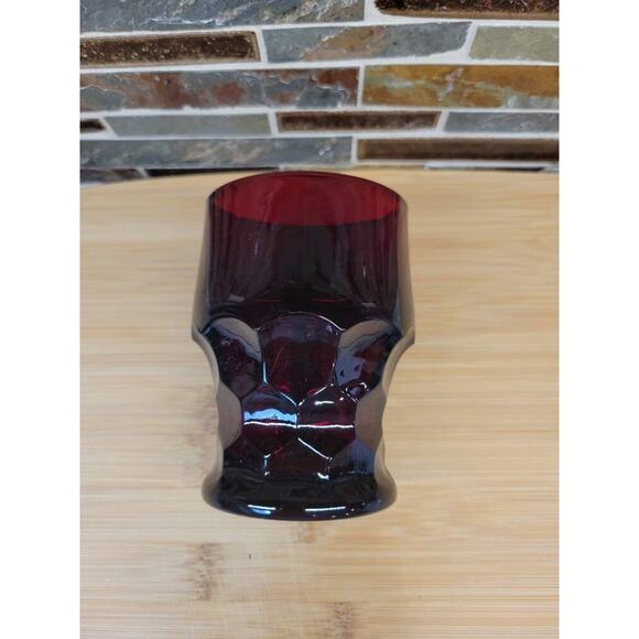 Vintage Ruby Red Georgian Flat Tumbler, Anchor Hocking Glass, 9 oz - Picture 2 of 4